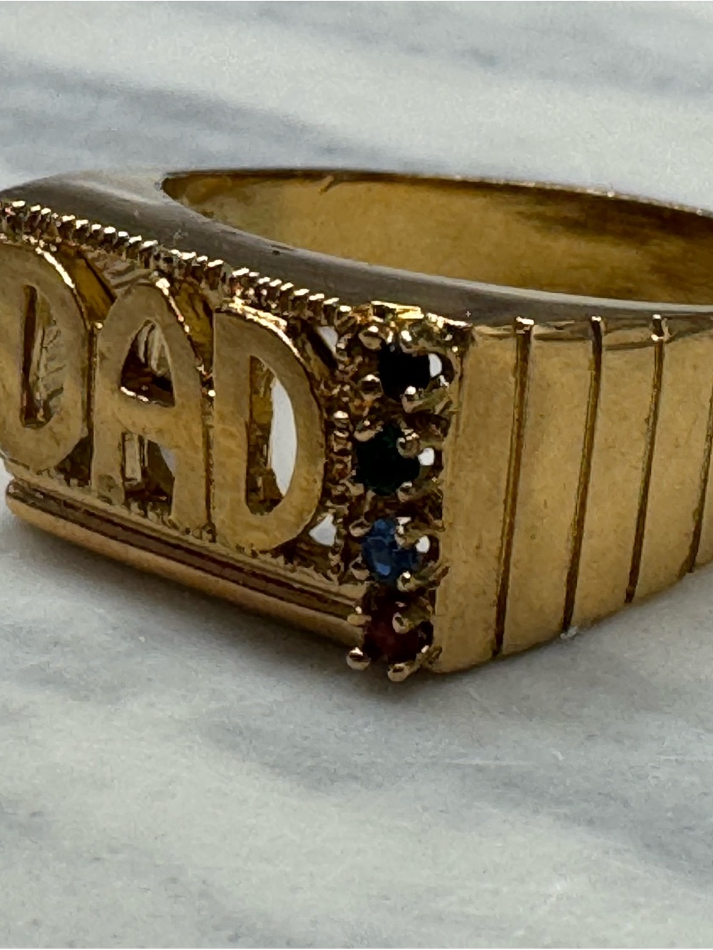 Vintage DAD Statement Ring Colorful Stone Accent Brass Sample Ring Size 9.5 - Picture 13 of 16